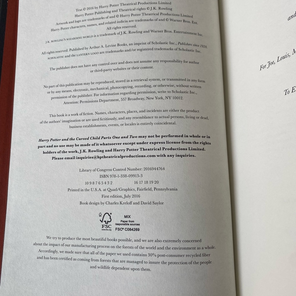 Harry Potter and the Cursed Child Parts 1 and 2 Special Rehearsal Edition Script - Picture 11 of 13